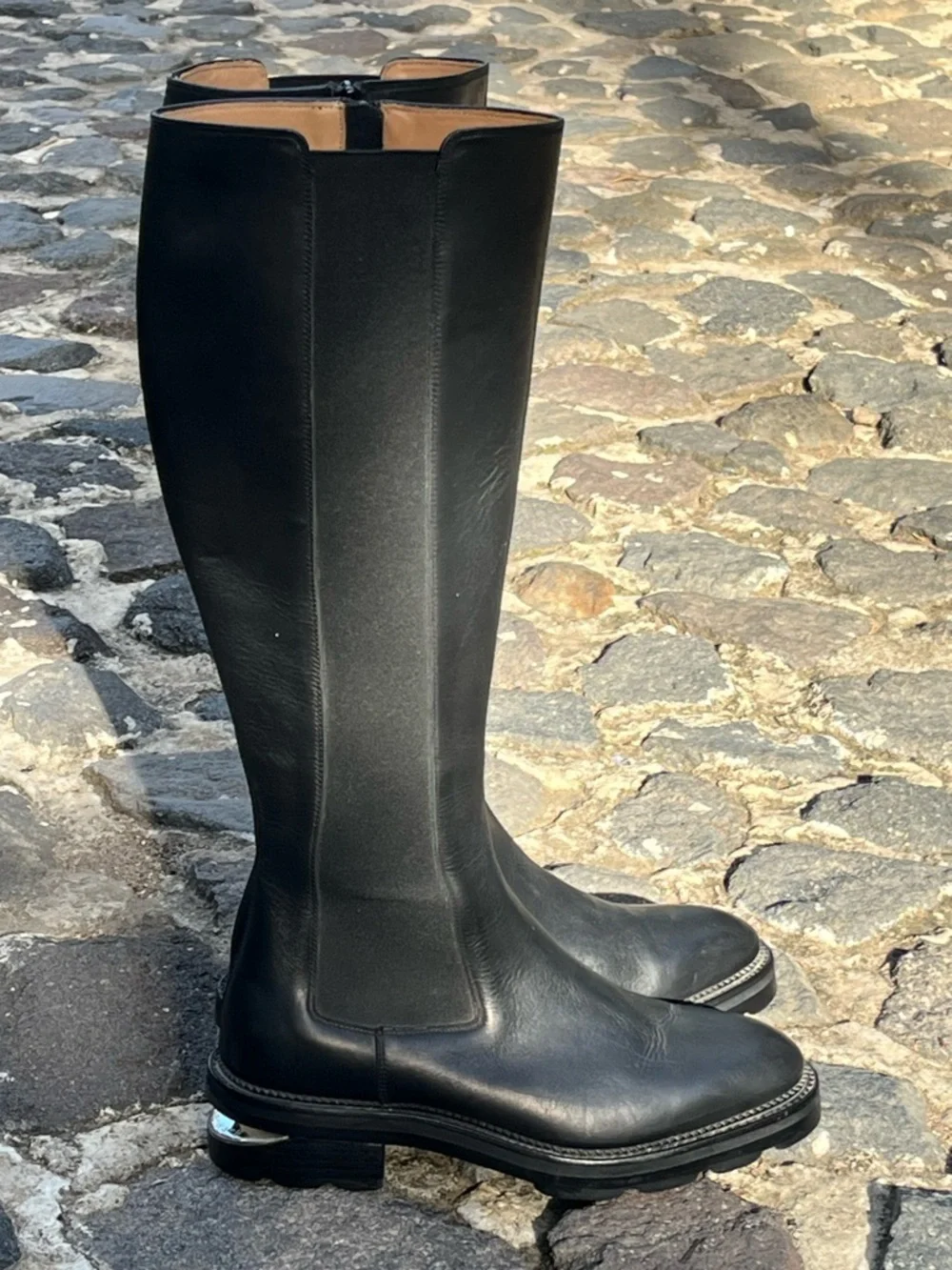 Like New! Alexander Wang Andy Knee-High Black Leather Chelsea Riding Boots